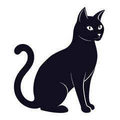 silhouette cat on white background