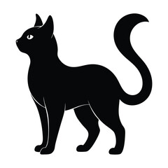 silhouette cat on white background