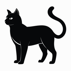 silhouette cat on white background
