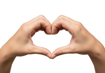 Obraz premium Two hands forming a symbolic heart shape, expressing love, care, affection, and unity. isolated on a clean white background.