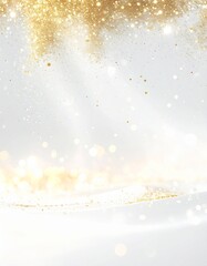 Soft White Christmas Sparkle Gold Glow Background