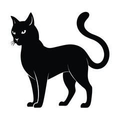 silhouette cat on white background