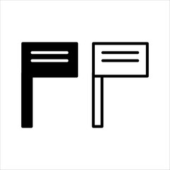 name plate icon set black and white