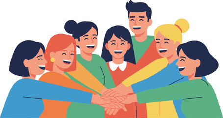 Vibrant Diverse Group of Young People Celebrating Unity and Friendship with Enthusiasm on a Dark Background