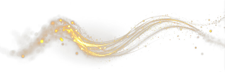 Golden swirls PNG with luminous ribbon wave motion, sparkling vortex streak trails, glowing swirl energy and elegant dynamic light lines