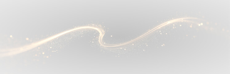 Golden swirl ribbon PNG with vortex light trails, shimmering streak wave motion, bright glow energy and magical dynamic lines illumination effect © Vita