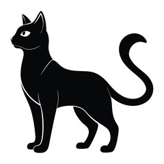 silhouette cat on white background