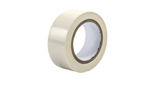 Close-up studio shot of an off-white tape roll, angled slightly against a black background