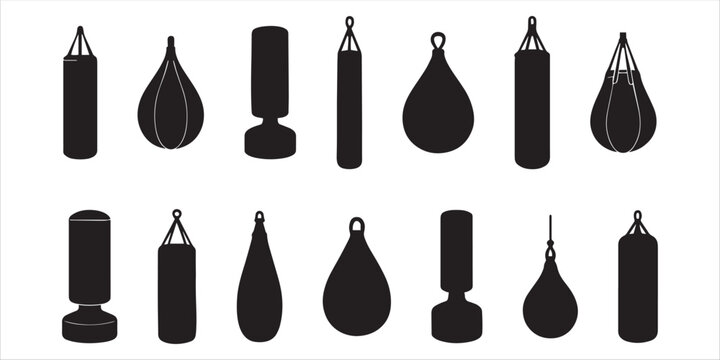 Punching Bag Silhouettes For Training Icons