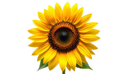 Fototapeta premium Close-up of a vibrant sunflower with bright yellow petals and a dark center against black