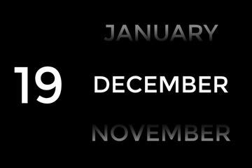 December 19 calendar with black background