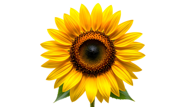 Close-up of a vibrant sunflower with bright yellow petals and a dark center against black