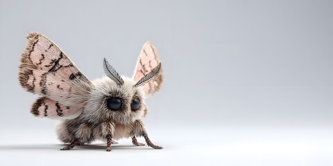 Adorable Fluffy Moth with Huge Eyes and Textured Wings