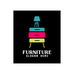 Simple furniture design logo template, creative concept, seller symbol. Premium vector