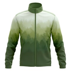 Green Forest Pattern Sportswear Jacket Mockup Isolated on White