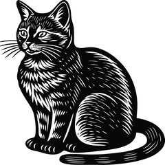 silhouette cat on white background