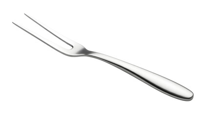 Shiny stainless steel carving fork isolated on white background