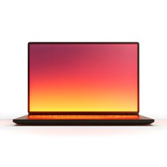 Laptop with Vibrant Gradient Screen and Glowing Keyboard on White