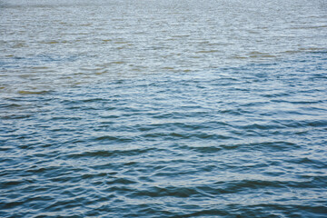 Close-up view of blue-grey water with small ripples and waves.