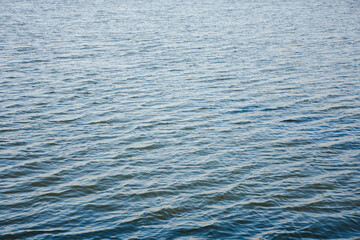 Close-up view of blue-grey water with small ripples and waves.