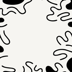 abstract monochrome doodle line frame vector: hand-drawn scribble border element with copy space on off-white background