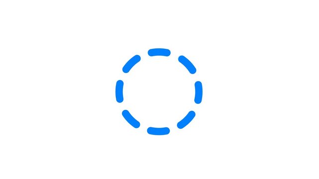 Minimal rotating dashed circle loader animation with alpha channel transparent background. Clean and simple UI/UX element ideal for modern apps, websites, and motion graphics