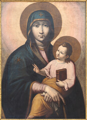 Obraz premium SALZBURG, AUSTIRA - SEPTEMBER 7, 2025: The painting of Madonna in the church Franziskanerkirche by unknown artist. 