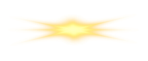Yellow star emits golden light and sparkles. PNG. Tiny stars and glowing dust float in the air. Radiant beams and soft shimmering glow spread outward.