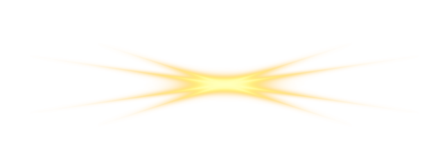 Golden star shines with bright yellow horizontal light. PNG. Sparkling dust and tiny stars float around. Radiant beams of light scatter outward in glowing patterns.
