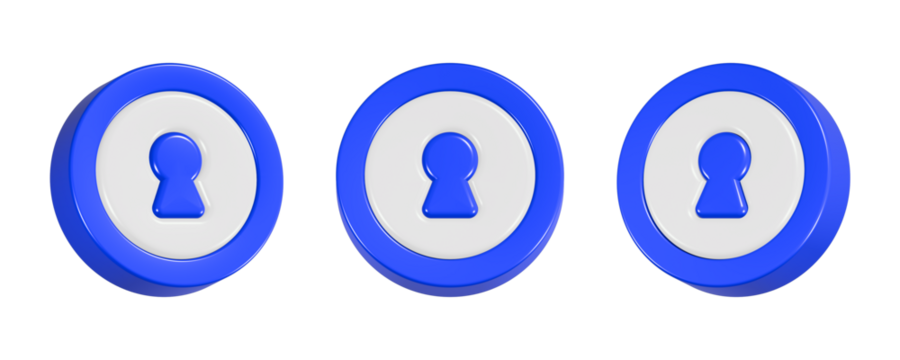 key hole 3d rendering icon in blue color