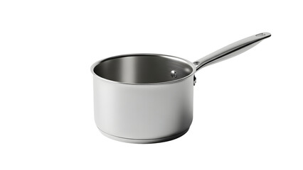 Stainless steel saucepan with long handle isolated on White background