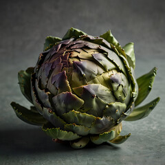 Fototapeta premium Fresh whole artichoke showcasing vibrant green hues and unique texture