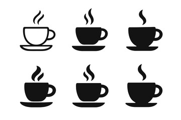 Obraz premium Espresso Logo Variations. Espresso cup. Icon set. Set Logo of steaming espresso cup. harmonious logo variations of the same emblematic concept (Symmetrical