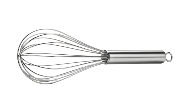 Stainless steel balloon whisk isolated on White background