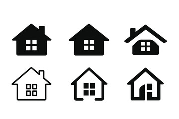 Fototapeta premium Home Design Logos. Home exterior design and curb appeal. Icon set. Set Logo of home exterior design and curb appeal: roofline silhouette. harmonious logo