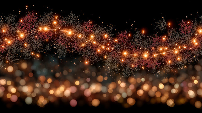 Festive sparkle with glowing lights and snowflake designs in background