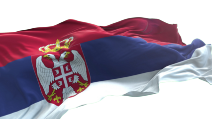Serbia flag - 3D realistic waving flag on transparent png. Background with transparency
