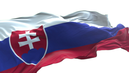 Slovakia flag - 3D realistic waving flag on transparent png. Background with transparency