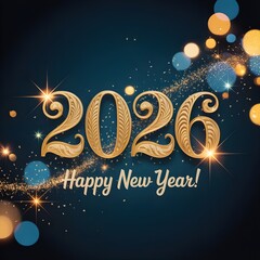 Golden 2026 happy new year, elegant festive celebration design