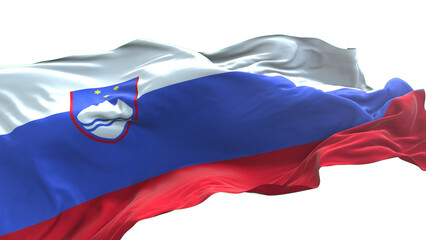 Slovenia flag - 3D realistic waving flag on transparent png. Background with transparency