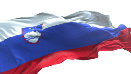 Slovenia flag - 3D realistic waving flag on transparent png. Background with transparency