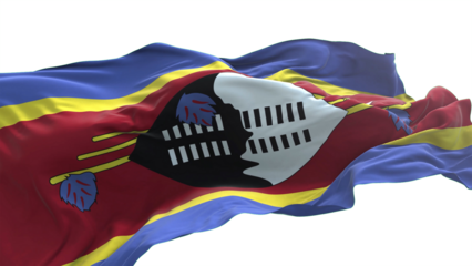 Swaziland flag - 3D realistic waving flag on transparent png. Background with transparency