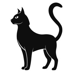 silhouette cat on white background