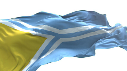 Tuva flag - 3D realistic waving flag on transparent png. Background with transparency