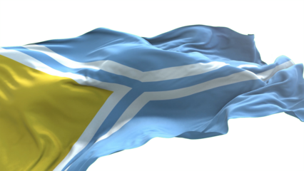 Tuva flag - 3D realistic waving flag on transparent png. Background with transparency