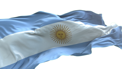 Argentina flag - 3D realistic waving flag on transparent png. Background with transparency