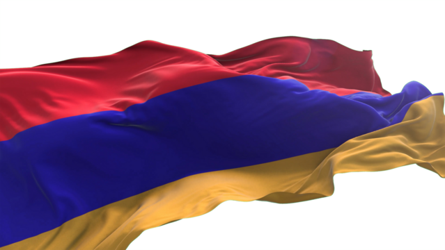 Armenia flag - 3D realistic waving flag on transparent png. Background with transparency