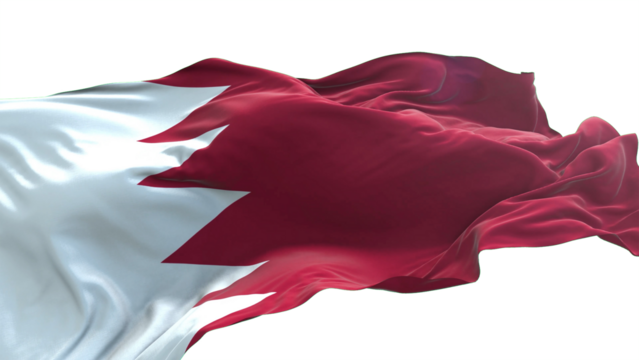 Bahrain flag - 3D realistic waving flag on transparent png. Background with transparency