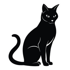 silhouette cat on white background