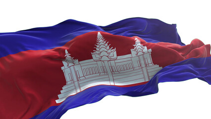 Cambodia flag - 3D realistic waving flag on transparent png. Background with transparency